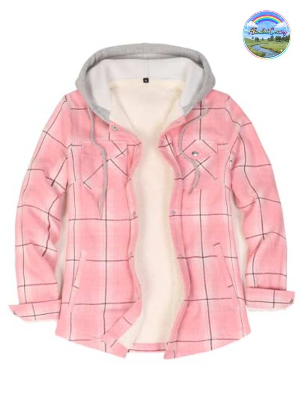 Sherpa Lined Hooded Flannel Jacket Snap Button Long Sleeve Women's Shacket
